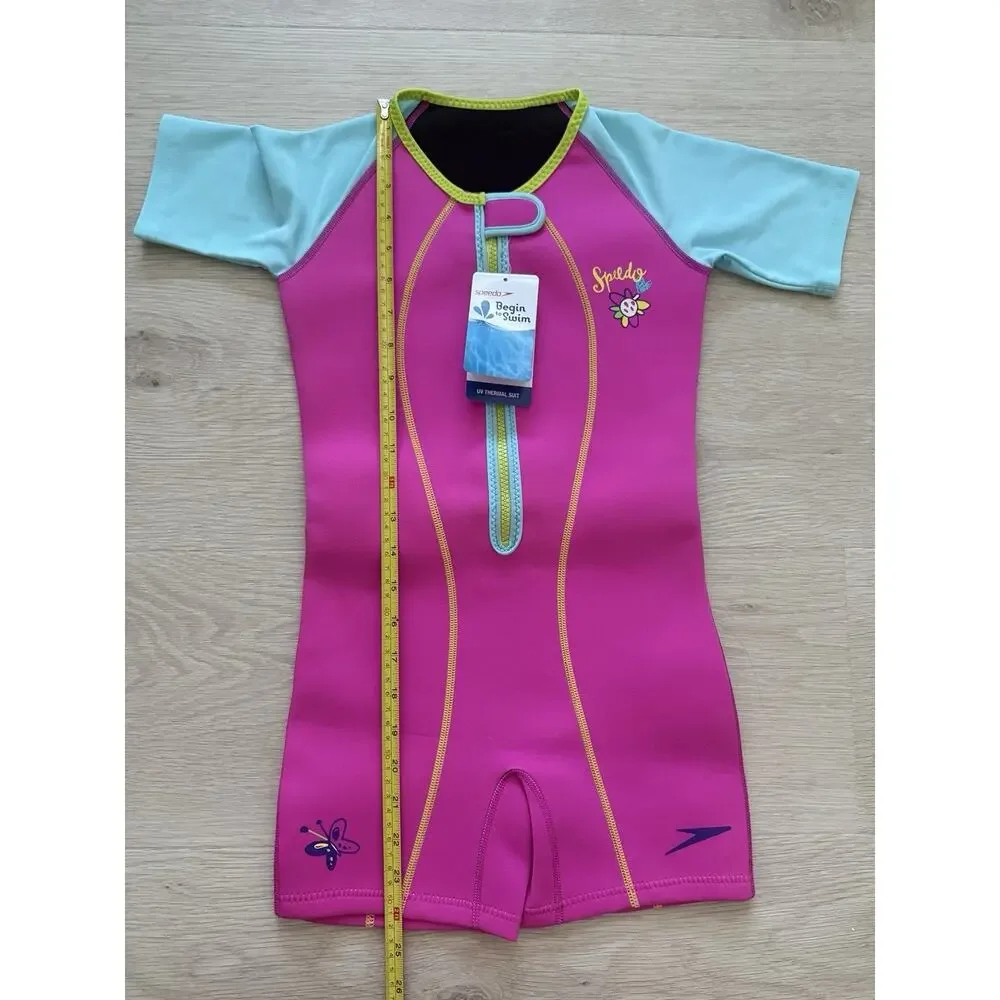 Speedo Kids Neoprene Swimsuit One Piece Girls Size 7-8 UV Thermal Suit NWT